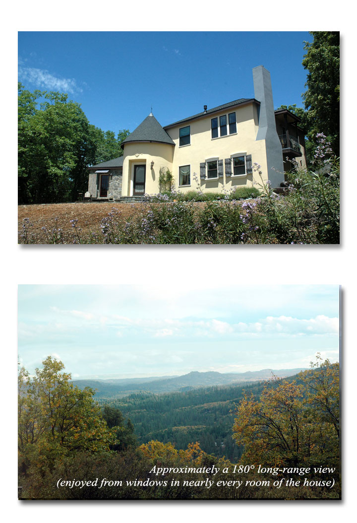 filming location - Grass Valley hilltop home w 180 degree views, acreage